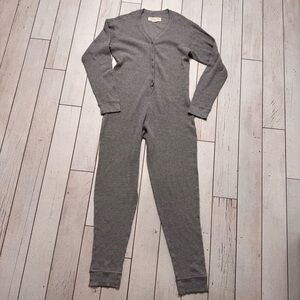 Vintage Victoria's Secret Country Gray Long John One Piece Pajamas Thermal Sz M